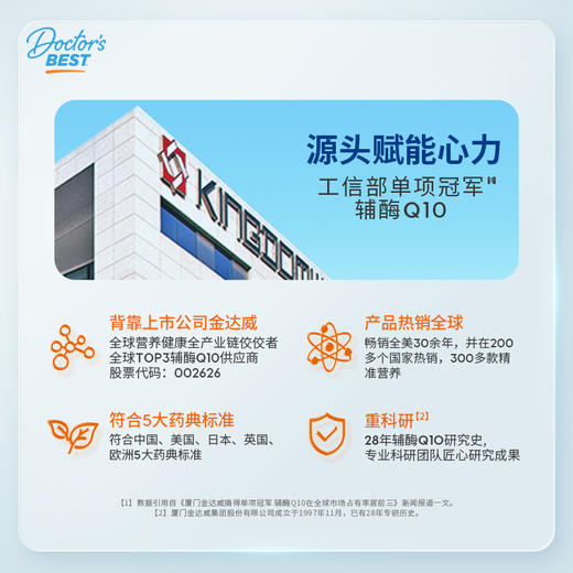 【2瓶装/1瓶装 可选】Doctor’s Best高吸收辅酶Q10软胶囊100毫克120粒X2 每日1粒美国 多特倍斯 【供】JDW 商品图3