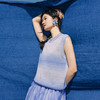 绽放297朵/【入蓝系列】进口棉纸纱混纺蓝灰渐变圆领无袖针织背心 商品缩略图0