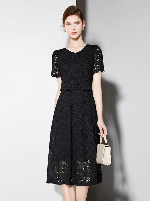 「自」全新升级【铂金会员247/天猫329/差价82】(13310)连衣裙夏女2025新款女装时尚气质洋气中长款蕾丝镂空裙子 商品图3