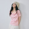 【严选】诗凡黎粉色荡领针织T恤2025夏新款浪漫甜美设计感露肩短袖上衣女7G5301411 商品缩略图2