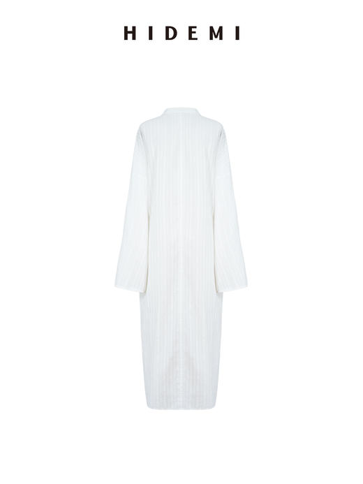 HIDEMI度假系列艺术感浮雕面料大廓形立裁oversize长款衬衫连衣裙 商品图8