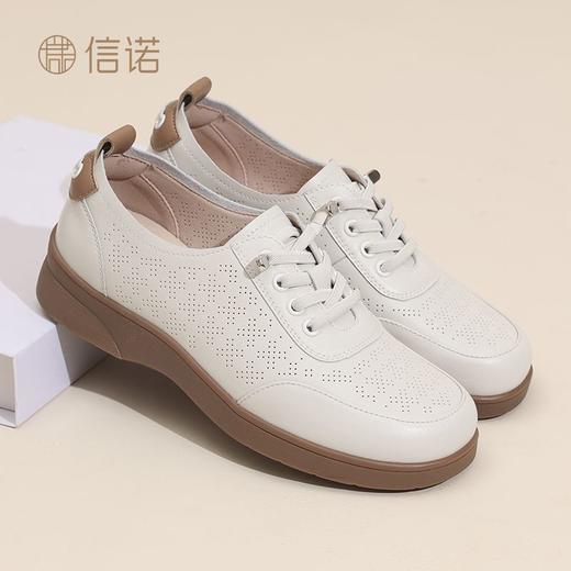 信诺妈妈鞋2025新款夏季真皮舒适软底透气中老年单鞋运动休闲鞋女5C2023-11T 商品图6