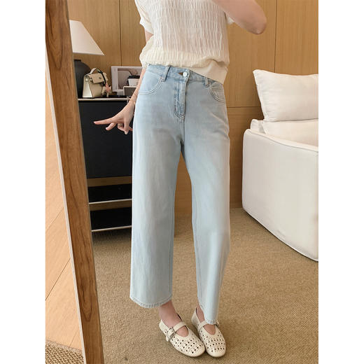 冰川蓝牛仔裤！2025四面弹石墨酵素洗直筒裤夏季镰刀阔腿牛仔！ 商品图6