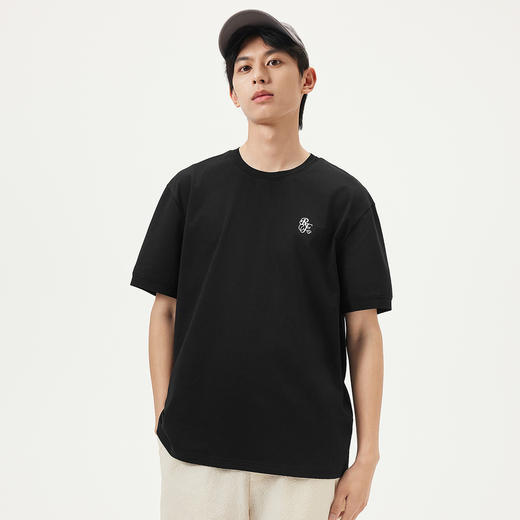 gxg.jeans男装  黑色潮流刺绣基础宽松圆领短袖T恤男 25年夏热卖 商品图2