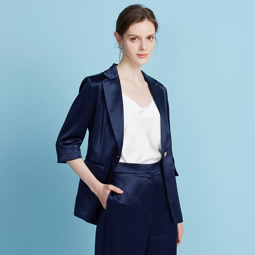 EITIE爱特爱夏季新款通勤纯色五分袖西装外套女7803501 商品图2