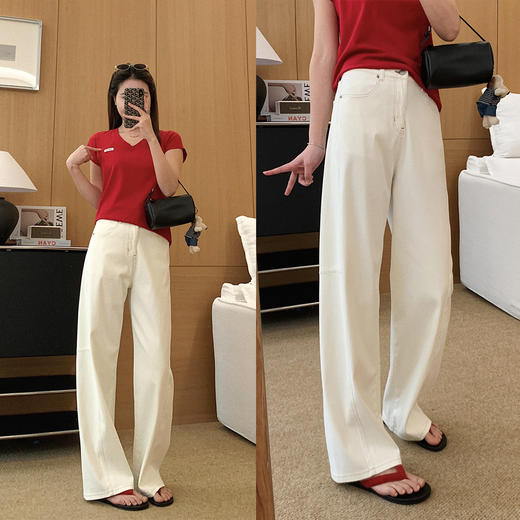 冰川蓝牛仔裤！2025四面弹石墨酵素洗直筒裤夏季镰刀阔腿牛仔！ 商品图4