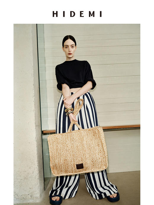 HIDEMI度假系列进口黄麻手工编织亚麻tote托特大包妈咪袋 商品图5