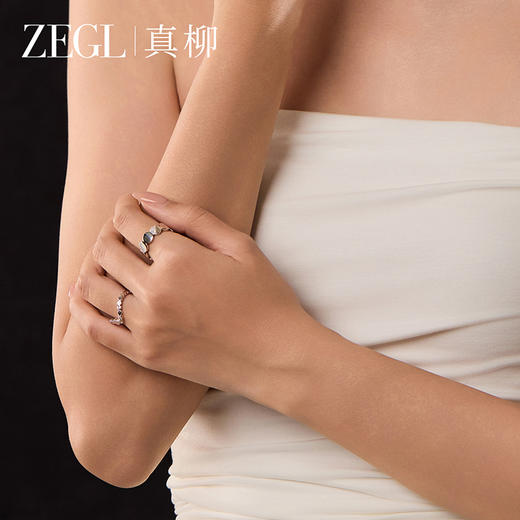 ZEGL设计师粼光系列圆形锆石戒指女小众设计轻奢时尚开口食指戒 商品图3