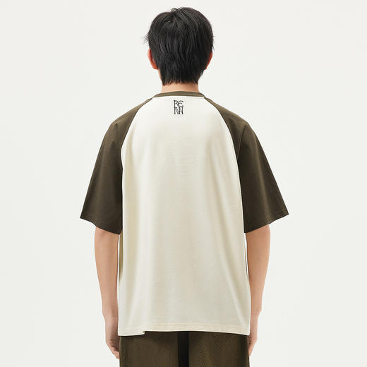 gxg.jeans男装 米白插肩袖简约宽松休闲圆领短袖T恤男 25年夏热卖 商品图2