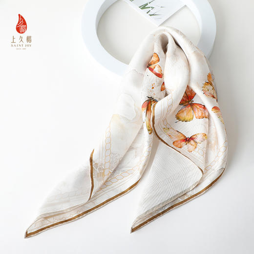 SAINTJOY/上久楷礼盒  蝶花曦黄色 发带SPS24F10  伞SPS24L14 真丝方巾FJS24047 商品图5