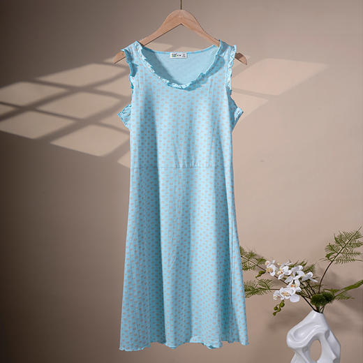 爱帝&温馨品牌女式透气棉夏季薄款短袖印花背心裙 商品图7