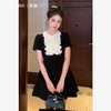 西遇黑色花领无袖连衣裙女新款a字法式收腰短袖裙子SS150081 商品缩略图4