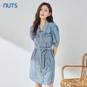 NUTS夏季新品时尚经典气质收腰显瘦水洗牛仔连衣裙321107197