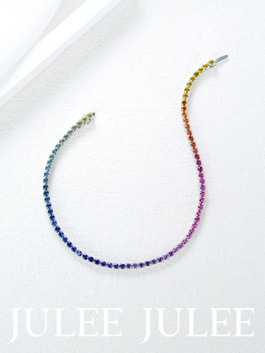 JULEEJULEE茱俪珠宝 18K白金精切彩蓝宝石手链 商品图2