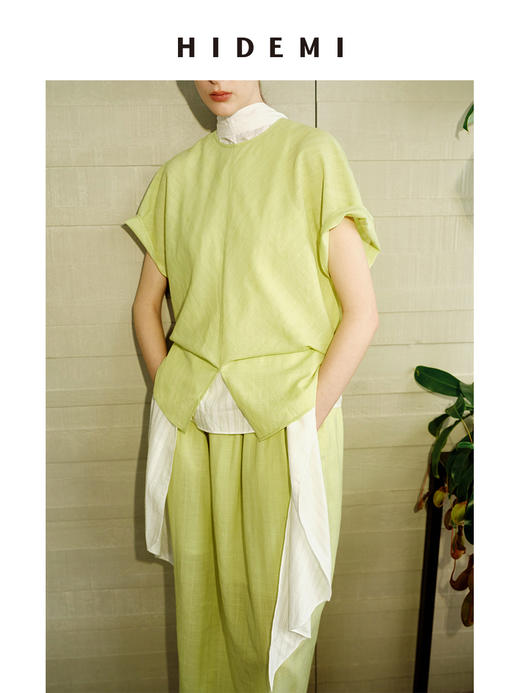 HIDEMI 度假系列多巴胺奶油绿立体斜裁设计感上衣半裙套装 商品图5