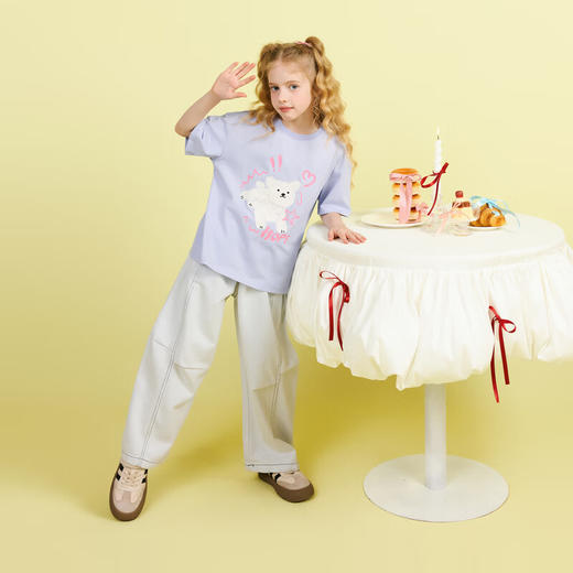 【秒1】【MQD】童装女大童夏新款甜美可爱小狗休闲短袖T恤 商品图1