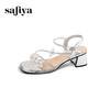 Safiya/索菲娅2025时尚闪钻一字带方头粗跟露趾气质通勤凉鞋 SFD2115418 商品缩略图10