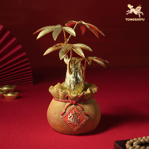 铜师傅《金色财富树》客厅桌面富贵树铜摆件 家居装饰工艺品摆件 商品图0
