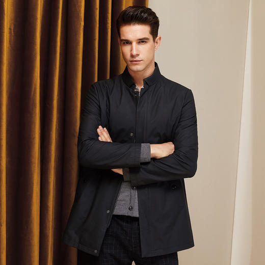 XB1098202 雪豹 真皮皮衣男薄羽绒内胆哑光头层牛皮中长款立领风衣 商品图1