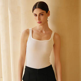 丝滑方领桑蚕丝背心 60S桑蚕丝莫代尔长绒棉混纺女士背心 时尚方领百搭丝滑凉感吊带