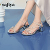 Safiya/索菲娅2025时尚闪钻一字带方头粗跟露趾气质通勤凉鞋 SFD2115418 商品缩略图5