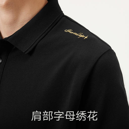 gxg.jeans男装 黑色肩部绣花商务翻领短袖polo衫男 25年夏热卖 商品图4