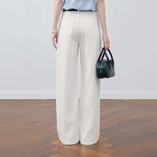 【严选】诗凡黎宝宝柔直筒阔腿轻弹牛仔裤2025夏新款亲肤舒适显瘦薄款长裤7G4350841 商品图4