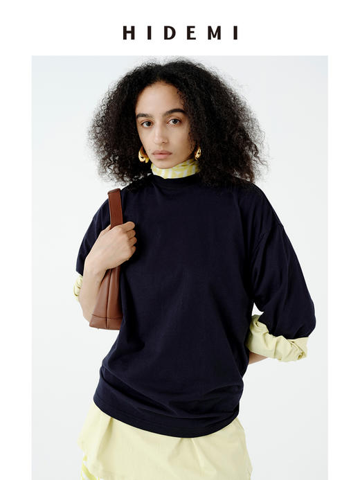 HIDEMI 度假系列甄选超柔婴儿棉极简都会感长袖圆领T恤 白色/海军蓝 商品图7