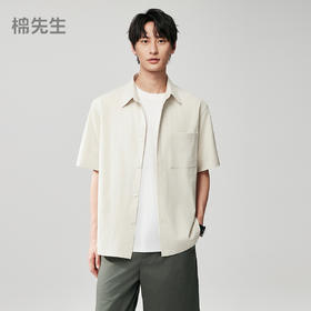 棉仓363804007-微宽松干爽二醋酸翻领短袖衬衫
