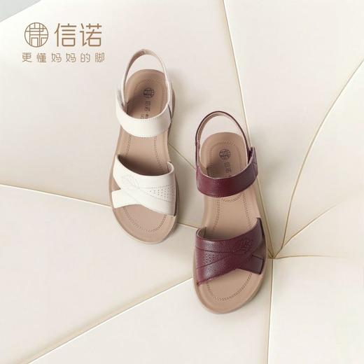 妈妈凉鞋女夏季女鞋不累脚平底鞋真皮软底母亲节礼物闰月老人鞋子5L618-50 商品图8