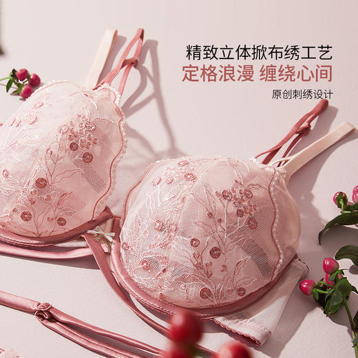 【积分兑换】奶糖派限定超薄蕾丝性感红豆文胸高级纯欲亲肤 商品图2