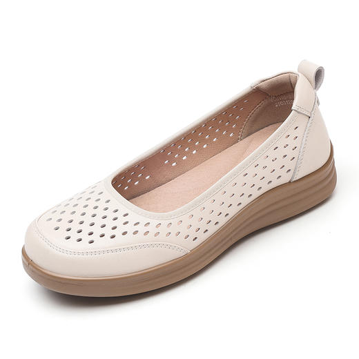 信诺妈妈凉鞋2025新款夏季真皮镂空洞洞鞋母亲节礼物一脚蹬老人鞋5C8166-016 商品图4