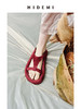 HIDEMI度假系列酒红色麂皮拼接摩登大气厚底增高露趾凉鞋 商品缩略图0