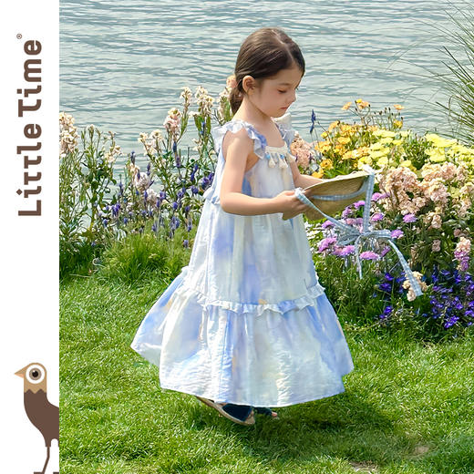 littletime女童连衣裙2025夏新款儿童洋气时尚印花无袖背心公主裙 商品图2