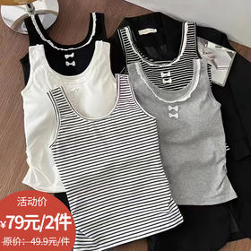 纪念日百货双蝴蝶结背心女式打底上衣162745179