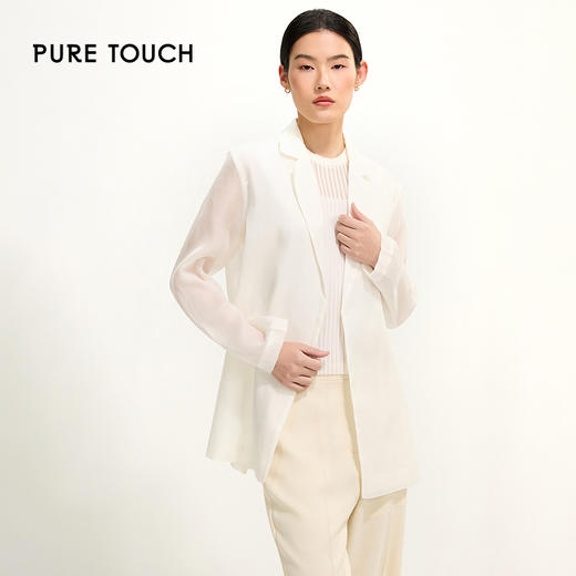 PURE TOUCH优雅白色长款西装外套 1312252130 商品图0