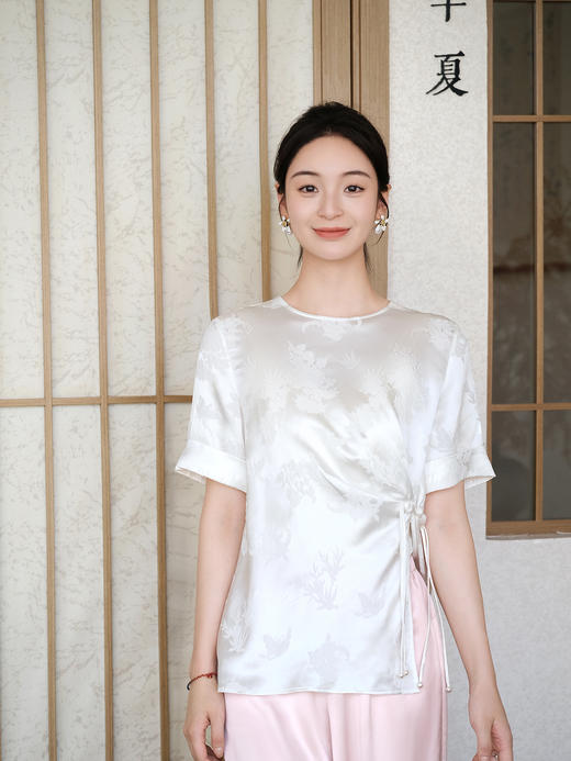 盛唐牡丹| 梅兰竹菊冠乐绉短袖上衣 商品图0