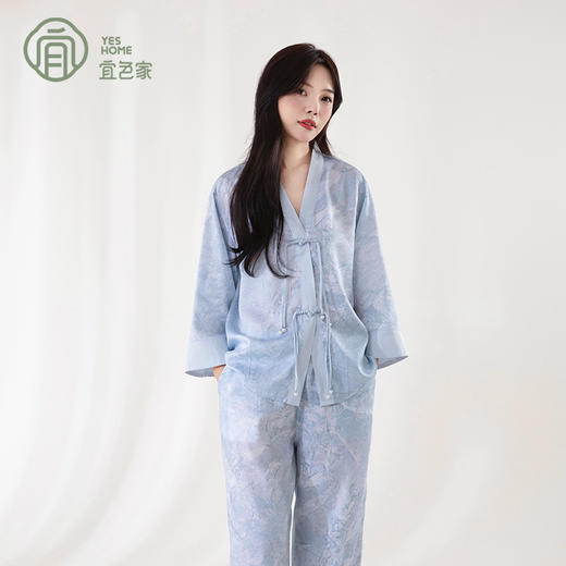 宜色家睡衣女2025新款春夏新中式莱赛尔凉爽轻奢七分袖家居服套装（玉精天丝套装）  -H723 商品图0