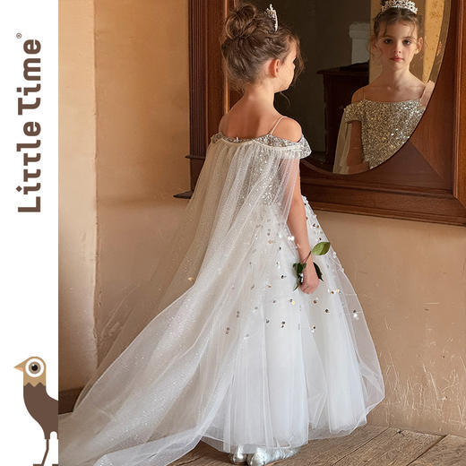 littletime女童连衣裙2025夏新款儿童吊带洋气时尚花童礼服公主裙 商品图4