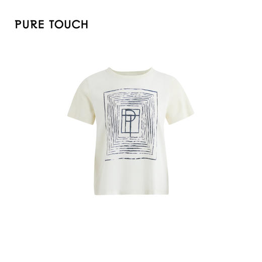 PURE TOUCH米白色简约几何图案圆领T恤 1304252131 商品图4