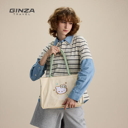 银座 X Hello Kitty联名系列大容量手提斜挎托特帆布包24001系列 商品图2
