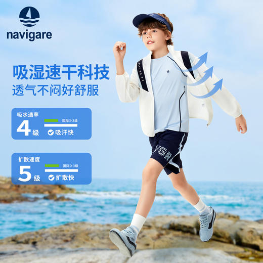 【纳维凯尔】【UPF50+凉感驱蚊】【120-165】Navigare意大利小帆船男童轻薄外套防晒衣 商品图2