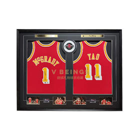 收藏系列 麦迪&姚明 火箭队1号&11号 红色球员版 亲笔签名球衣