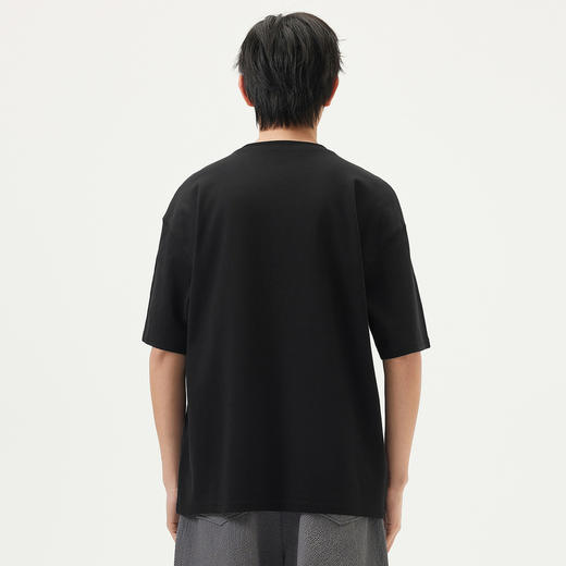 gxg.jeans男装 黑色字母绣花简约休闲宽松基础短袖T恤男 25夏热卖 商品图4