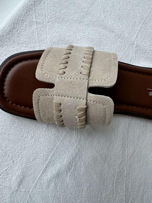 贝壳三 女款编织度假风一字软底拖鞋外穿百搭平底凉鞋C051339 商品图4