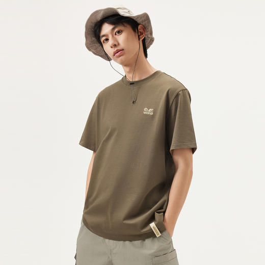 gxg.jeans男装  棕色字母绣花休闲宽松圆领短袖T恤男 25年夏热卖 商品图2