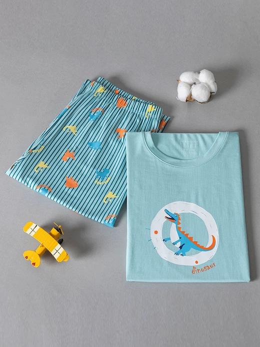 【萌动恐龙莫代尔】SCHIESSER德国舒雅儿童睡衣春夏新款莫代尔七分裤男童家居服3B/24354H 商品图1