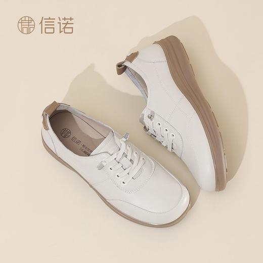 信诺真皮休闲妈妈鞋2025新款春秋小皮鞋轻便运动鞋软底中老年单鞋5C8166-19T 商品图4