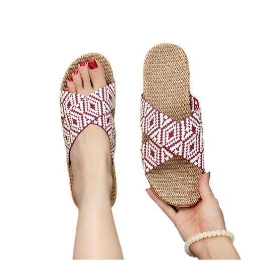 雀说2双亚麻拖鞋防滑耐磨室内棉麻凉拖鞋女夏季透气居家四季休闲凉拖AL 商品图4