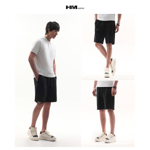 HIM漢崇  男士宽松休闲短裤简约字母刺绣运动五分裤 2026夏季 商品图3